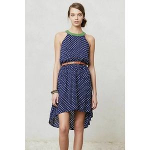 Anthropologie Navy Polka Dot Dress